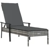 vidaXL Sonnenliege mit Auflage Grau Poly Rattan
