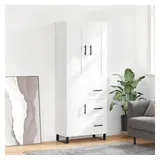 furnicato Highboard Weißes aus Holzwerkstoff und Metall 69,5 x 34 x 180 cm (1 St), Stauraum-Schrank mit Türen und Wandhalterung für Ihr Zuhause weiß 34 cm x 180 cm x 69.5 cm