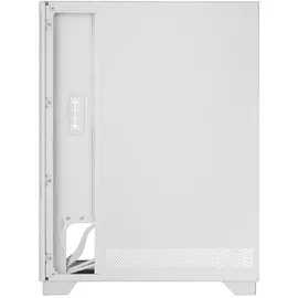 Tacens SAGITTA20, ATX PC-Gehäuse, LED-Bildschirm mit Echtzeit-Temperaturen, 3X 120mm Lüfter, Seitliches Gehärtetes Glas, Front Mesh Metall Staubschutz, CableHatch, USB-C, Weiß