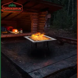 Gardebruk Feuerschale mit Funkenschutz Schürhaken Abdeckung Rost 76x76cm