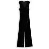 Tom Tailor DENIM Damen Relaxed Jumpsuit aus Samt, schwarz, Uni, Gr. S