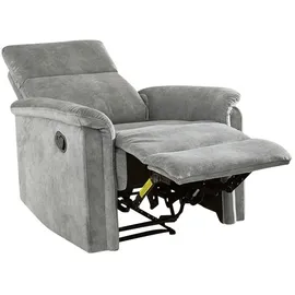 luma-home Relaxsessel 15126 Velours 78 x 100 x 90 cm Grau mit halbautomatischer Relaxfunktion