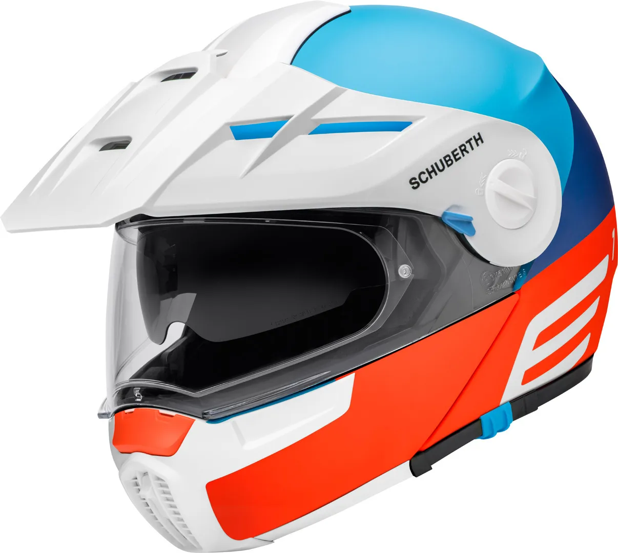 Schuberth E1 Cut Helm, wit-blauw-oranje, XS Voorman