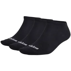 adidas Unisex Sneakersocken, 3er Pack - Thin Linear Low-Cut, dünne Socken, Logo, einfarbig Schwarz 46-48