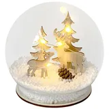 Hti-Living Beleuchtete Schneekugel mit Rehen Weihnachtsdeko batteriebetrieben HTI-Living
