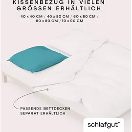 schlafgut Kissenbezug Woven Satin 80 x 80 cm Petrol
