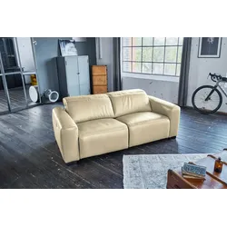 KAWOLA Sofa FINN 3-Sitzer mit Relaxfunktion Leder cremeweiß