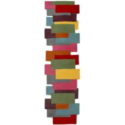 Kadima Design Handgetufteter Wollteppich `Thames Eva` - Geometrisch & Modern. Farbe: Multi, 60x230 cm
