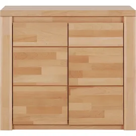 Home Affaire Kommode HOME AFFAIRE "Burano,90cm breit,35 cm tief, Fronten Massivholz", beige (kernbuche teilmassiv), B:90cm H:80cm T:35cm, FSC-zertifiziertes teilmassives Holz, Sideboards, Kommode, Holz massiv, Holzwerkstoff,2 Türen,2 breite Fächer