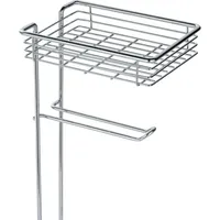 Wenko Toilettenpapierhalter stehend mit Ablage, Chrom, mit Ersatzrollenhalter,