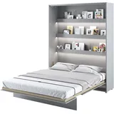 MEBLINI Schrankbett Bed Concept - Wandbett mit Lattenrost - Klappbett mit Schrank - Wandklappbett - Murphy Bed - Bettschrank - BC-12-160x200cm Vertikal - Grau Matt mit Matratze