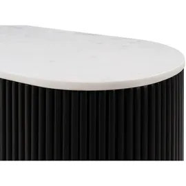 Massivmoebel24 Barcelona TV-Board 200x36x51 cm Schwarz/Marmor Weiß Holz