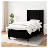 Lattenrost mit Matratze, Schwarz, 90 x 190 cm, Stoff, Plattformbett mit Lattenhalter, einfache Montage, für Schlafzimmer, Erwachsene