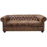 Riess-Ambiente Chesterfield Sofa Mikrofaser 3-Sitzer Braun