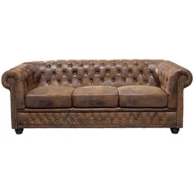 Riess-Ambiente Chesterfield Sofa Mikrofaser 3-Sitzer Braun