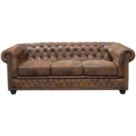 Riess-Ambiente Chesterfield Sofa Mikrofaser 3-Sitzer Braun