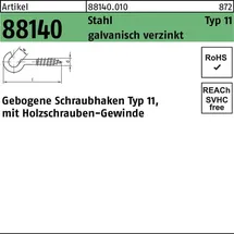 F. REYHER Nchfg. GmbH & Co. KG Schraubhaken R 88140 Typ 11 gebogen 40 x 2,9 x 12 mm 100 Stück