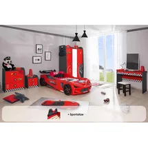 Aileenstore Kinderzimmer komplett Set Autobett Rio 5 teilig Rot