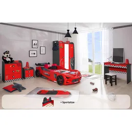 Aileenstore Kinderzimmer komplett Set Autobett Rio 5 teilig Rot
