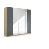 RAUCH Möbel Dark & Wood by Quadra Spin im Industrial Style mit Metallgriffstangen, mit Spiegel, inkl. 3 Kleiderstangen, 3 Einlegeböden, BxHxT 226x210x54 cm x 210 cm x 54 cm