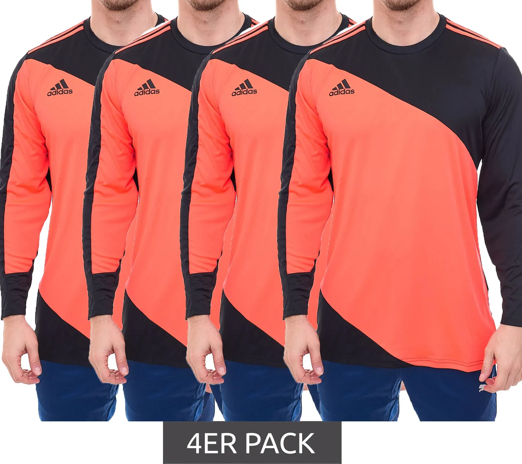 4er Sparpack adidas Torwarttrikot Squadra GK 21 im Sparpack Herren Langarm Fußball -Trikot mit Aeroready GK9805 Schwarz/Orange - XL