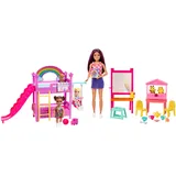 Barbie Skipper erste Jobs - Spielset mit 3 Puppen und 15+ Zubehörteilen für Babysitting-Geschichten, inklusive Staffelei mit Farbwechseleffekt, für Kinder ab 3 Jahren, HND18