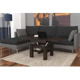 designimpex Cleo Couchtisch aufklappbar höhenverstellbar 75/150 cm in Walnuss Wenge modern Ablage Wohnzimmertisch Esstisch Beistelltisch Sofatisch Couch Tisch Living Room Table Wohnzimmer
