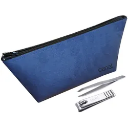 Canal Kulturtasche Alcantara Blau 3-teilig