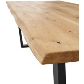 Lomadox Esstisch 220x100cm, Eiche massiv geölt mit Baumkante, NEWBURGH-119 - Braun