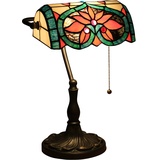 Uziqueif Klassische Bankerlampe, Retro, Tiffany tischlampe, Tischlampe mit zugschalter, Lampenschirm Glas, Tischleuchte Für Büro, Nachttischlampe