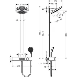 Hansgrohe Pulsify S Showerpipe 260 2jet Schwarz 24241670