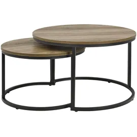 [en.casa] Couchtisch Christchurch rund Holz-Optik 2er Set