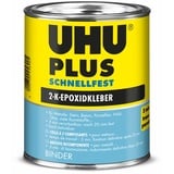 UHU Plus schnellfest Binder Dose, Glasklarer und schneller Zweikomponenten-Epoxidharzklebstoff, 885g