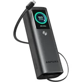 Asperx Laptop Powerbank 20000mAh,Total 165W Schnellladen, Power Bank,Eingebaute Einziehbare USB C Kabel,Akkupack Compatible with MacBook/Dell/HP/Lenovo/iPad, iPhone 17/16,Galaxy S24/S23