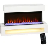 HOMCOM Elektrokamin mit Heizung, Elektrischer Wandamin mit 11 Farbige Flammeneffekt, 10 Kristallfarben, 2000W Standkamin Dekokamin mit Regal, Fernbedienung, Timer, Thermostat, LED Anzeige   Aosom