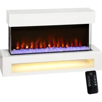 HOMCOM Elektrokamin mit Heizung, Elektrischer Wandamin mit 11 Farbige Flammeneffekt, 10 Kristallfarben, 2000W Standkamin Dekokamin mit Regal, Fernbedienung, Timer, Thermostat, LED Anzeige   Aosom