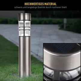 NÄVE Solarleuchte Edelstahl H 42 cm 3er Set grau