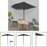 The Living Store Balkon-Sonnenschirm Alu-Mast Schwarz 270x144x222cm Halbrund - Balkon Sonnenschirm - Halbmond Sonnenschirm - Gartensonnenschirm