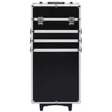 vidaXL Kosmetikkoffer, Schminkkoffer Aluminium Schwarz mit Krokoprägung