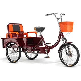 GJYDPU 20 Zoll lastenfahrrad, Dreirad für Erwachsene, 200 kg Belastbarkeit, Senioren Fahrrad mit kindertransport, verstellbare Sitzhöhe, 3-Rad-Cruiser-Fahrrad, für Einkaufen, Picknicks