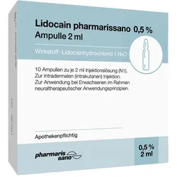 Lidocain Pharmarissano Ampulle 0.5% 2ml 10X2 ml