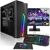 Megaport Komplett Set Gaming PC PC AMD Ryzen 5 5600G • AMD Radeon Vega 7 • 24" Monitor • Windows 11 • 16GB DDR4 • 1000GB M.2 SSD • Tastatur • Maus • WLAN • pc Gaming komplettpaket