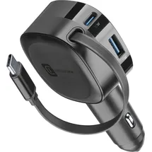 Cellular Line Retractable Car Charger 60W-Autoladegerät mit einziehbarem Kabel