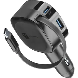 Cellular Line Retractable Car Charger 60W-Autoladegerät mit einziehbarem Kabel
