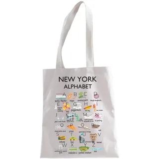 LEVLO New York Gift New York City Tote Bag Girls Trip Gift NYC Travel Gift New York City Gift New York City Shopping Bag, Nyc Alphabet Tote Ku, large - L