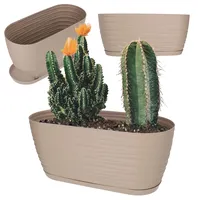 Kadax Blumentopf mit Untersetzer, aus Kunststoff, oval, 27 cm,