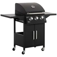 Outsunny Gasgrill, Schwarz, Metall, 55x109x121 cm, Grills & Outdoor-Küchen,