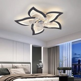 Deckenventilator mit Beleuchtung und Fernbedienung 60W Deckenventilator mit Lampe Modern Leise 6 Geschwindigkeit Dimmbar LED Speicherfunktion lampe mit ventilator Für Schlafzimmer Wohnzimmer,Schwarz