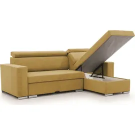 Fun Möbel Ecksofa Schlafsofa Sofa CANTON in Stoff Camelia Senfgelb Ottomane Rechts - Gelb