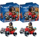 PLAYMOBIL City Action 71090 Feuerwehr-Speed Quad mit Rückzugsmotor, Spielzeug für Kinder ab 4 Jahren (Packung mit 2)